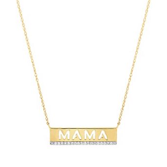 14k Gold Over Sterling Silver 1/10 Carat T.W. Diamond Mama Necklace