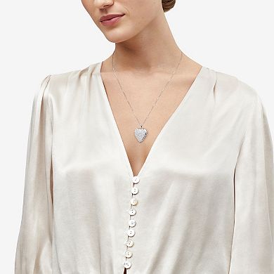 Sterling Silver Diamond Accent Heart Locket Pendant Necklace