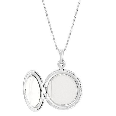 Sterling Silver Round Locklet Laser Tree of Birds Pendant Necklace