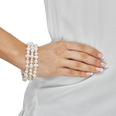 Freshwater Cultured Pearl 3-Piece Stretch Bracelet Set