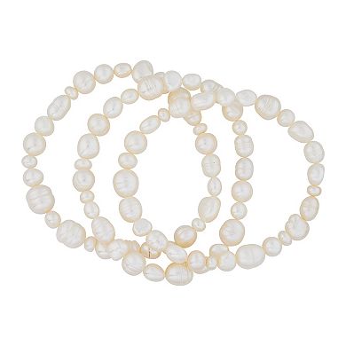 Freshwater Cultured Pearl 3-Piece Stretch Bracelet Set