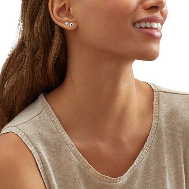 18k Gold Over Silver Cubic Zirconium Stud Earring Duo Set