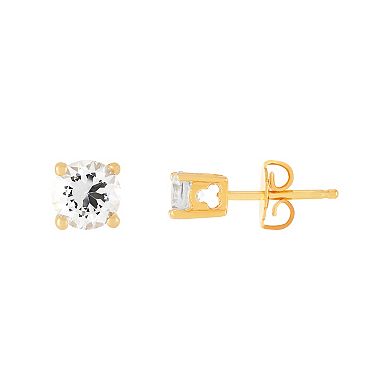 18k Gold Over Silver Cubic Zirconium Stud Earring Duo Set