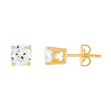 18k Gold Over Silver Cubic Zirconium Stud Earring Duo Set
