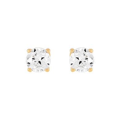 18k Gold Over Silver Cubic Zirconium Stud Earring Duo Set