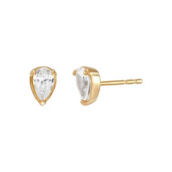 14k Gold Over Silver Pear-shape Cubic Zirconium Earrings
