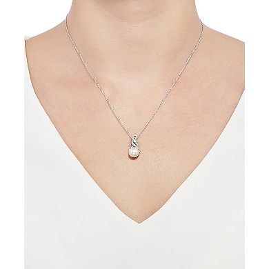 Sterling Silver Freshwater Cultured Pearl & Diamond Accent Earrings & Pendant Necklace Set