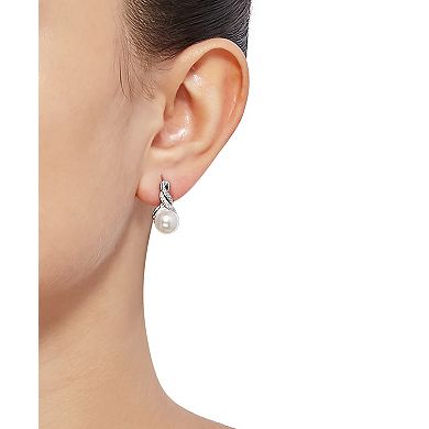 Sterling Silver Freshwater Cultured Pearl & Diamond Accent Earrings & Pendant Necklace Set