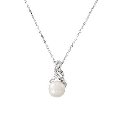Sterling Silver Freshwater Cultured Pearl & Diamond Accent Earrings & Pendant Necklace Set