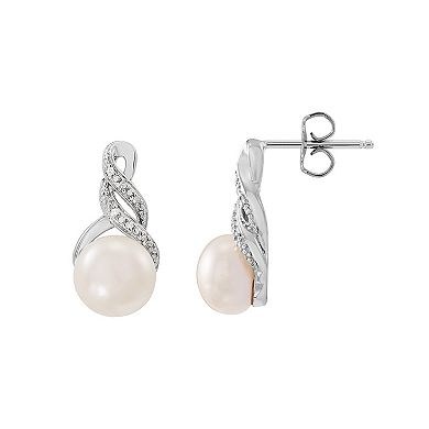 Sterling Silver Freshwater Cultured Pearl & Diamond Accent Earrings & Pendant Necklace Set