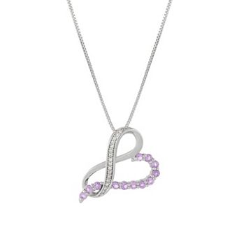 Sterling Silver Amethyst & Diamond Accent Heart Pendant Necklace