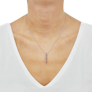 Sterling Silver Garnet & Lab-Created White Sapphire Linear Pendant Necklace