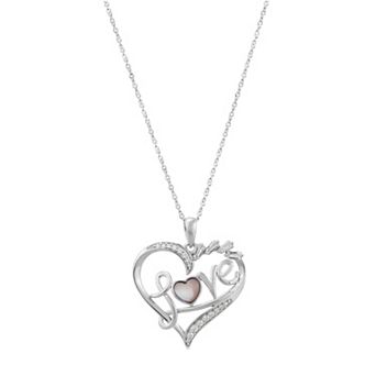 Sterling Silver Love Mother-of-Pearl & Cubic Zirconium Heart Pendant Necklace