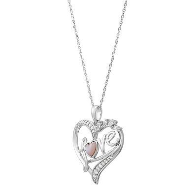 Sterling Silver Love Mother-of-Pearl & Cubic Zirconium Heart Pendant Necklace