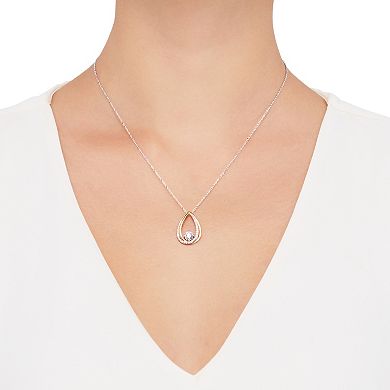 Sterling Silver & 14k Gold Over Sterling Cubic Zirconium Pear Shape Drop Pendant Necklace