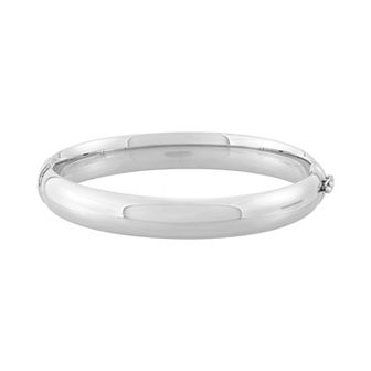Sterling Silver Polish Tube Hinge Bangle Bracelet