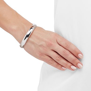 Sterling Silver Polish Tube Hinge Bangle Bracelet