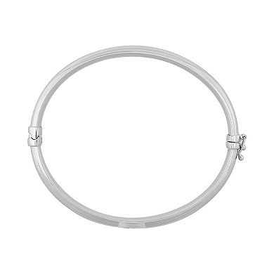 Sterling Silver Polish Tube Hinge Bangle Bracelet