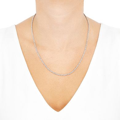 10k White Gold Polish 2.3 mm. Hollow Rope Chain