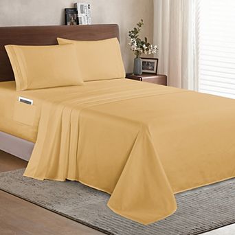 Elegant Comfort Extra deep 18-24 Inch Pocket 3 Line Embroidery, 4 pc Sheet Set.