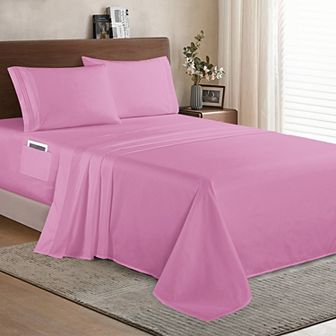 Elegant Comfort Extra deep 18-24 Inch Pocket 3 Line Embroidery, 4 pc Sheet Set.