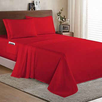 Elegant Comfort Extra deep 18-24 Inch Pocket 3 Line Embroidery, 4 pc Sheet Set.