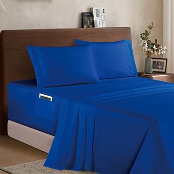 Elegant Comfort Extra deep 18-24 Inch Pocket 3 Line Embroidery, 4 pc Sheet Set.