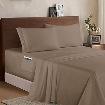 Elegant Comfort Extra deep 18-24 Inch Pocket 3 Line Embroidery, 4 pc Sheet Set.