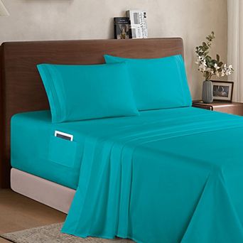 Elegant Comfort Extra deep 18-24 Inch Pocket 3 Line Embroidery, 4 pc Sheet Set.