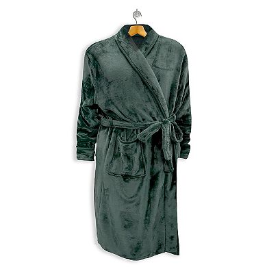 Elegant Comfort Men Shawl Collar Velvet Fleece Long Bathrobe