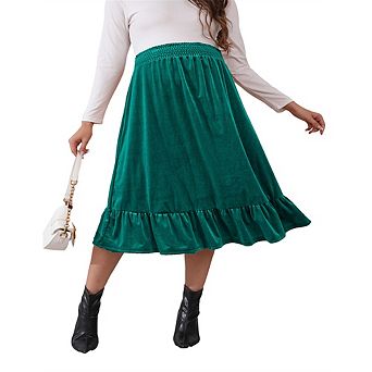 Maternity Velvet Skirt Women's High Waist Skirts Casual A Line Skirts for Women Ruffled Tiered
