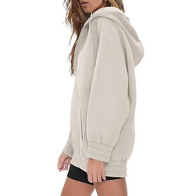Women Casual Full Zip Up Hoodie Comfy Loose Solid Sweatshirt Long Sleeve Jacket with Pockets