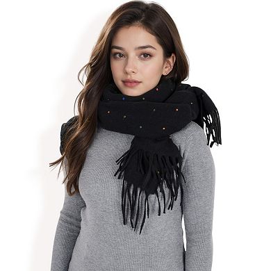 Women's Polka Dot Fringe Scarf with Soft Fabric and Lightweight Warmth