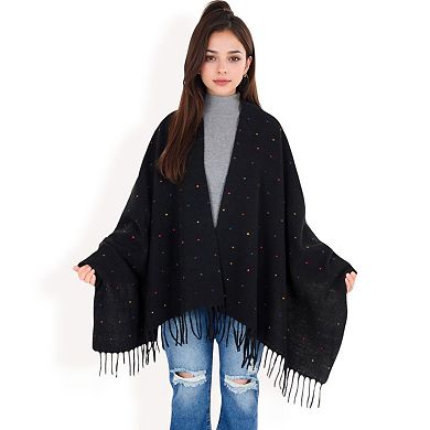 Women's Polka Dot Fringe Scarf with Soft Fabric and Lightweight Warmth