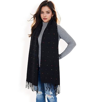 Women's Polka Dot Fringe Scarf with Soft Fabric and Lightweight Warmth