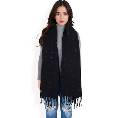 Women's Polka Dot Fringe Scarf with Soft Fabric and Lightweight Warmth