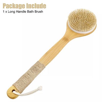 Long Handle Bath Back Scrubber Brush With Soft Bristles - Pink, PVC