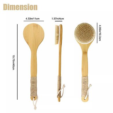 Long Handle Bath Natural Bristles Body Back Shower Scrubber 15.7"