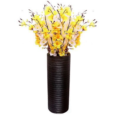 Mango Wood Ribbed Vase, Set of 3