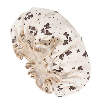 1 pc Women Double Layer Butterfly Shower Cap for Bathroom Vacation Travel Hotel