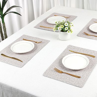 Placemats Set of 6 PU Placemats for Kitchen Dining Table Decor Washable Table Placemats, 18*12in