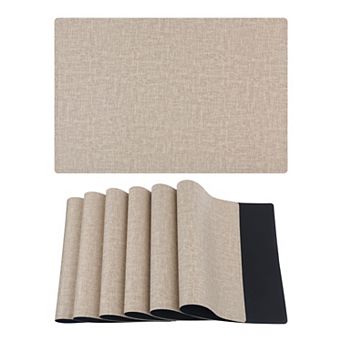 Placemats Set of 6 PU Placemats for Kitchen Dining Table Decor Washable Table Placemats, 18*12in