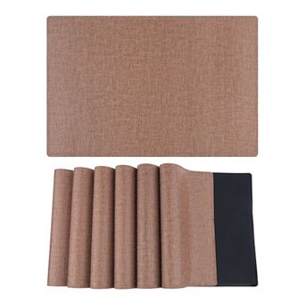 Placemats Set of 6 PU Placemats for Kitchen Dining Table Decor Washable Table Placemats, 18*12in