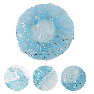 1 Pc Women Double Layer Mesh Shower Cap for Bathroom Vacation Travel Hotel