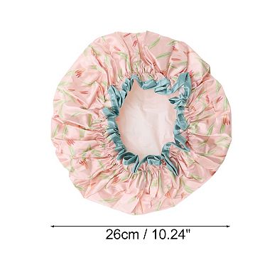 1 Pc Women Double Layer Large Dots Shower Cap for Bathroom Vacation Travel