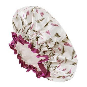 1 pc Women Double Layer Large Dots Shower Cap for Bathroom Vacation Travel