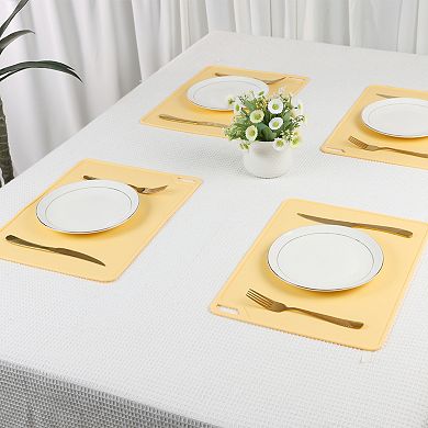 Placemat Set of 6 Silicone Placemats for Kitchen Dining Table Decor, Washable Table Placemats