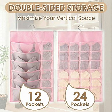 Closet Hanging Organizer with Mesh Pocket and Rotating Hanger, Houseware 18-Pocket Hanging Organizer