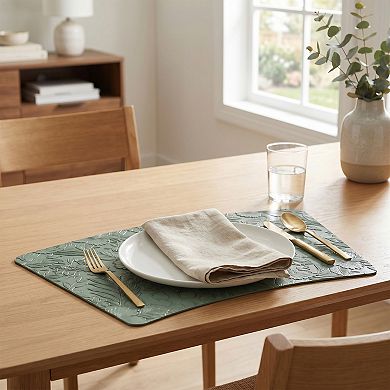 Set of 6 Place Mat, Faux Leather Floral Placemats for Kitchen Table Decor, Washable Table Placemats