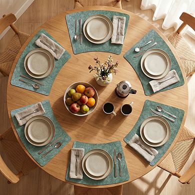 Set of 6 Place Mat, Faux Leather Floral Placemats for Kitchen Table Decor, Washable Table Placemats